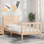 Estructura de cama con cabecero madera maciza de vidaXL, Camas y somieres - Ref: Foro24-3192716, Precio: 92,04 €, Descuento: %