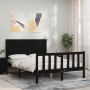 Bed frame with black solid wood headboard 120x200 cm by vidaXL, Beds and slatted bases - Ref: Foro24-3192620, Price: 179,55 €...