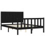 Bed frame with black solid wood headboard 120x200 cm by vidaXL, Beds and slatted bases - Ref: Foro24-3192620, Price: 179,55 €...