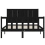 Bed frame with black solid wood headboard 120x200 cm by vidaXL, Beds and slatted bases - Ref: Foro24-3192620, Price: 179,55 €...