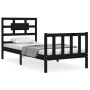 Black solid wood bed frame with headboard by vidaXL, Beds and slatted bases - Ref: Foro24-3192525, Price: 127,01 €, Discount: %