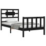 Black solid wood bed frame with headboard by vidaXL, Beds and slatted bases - Ref: Foro24-3192525, Price: 127,01 €, Discount: %