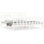 Double bed frame with white solid wood headboard by vidaXL, Beds and slatted bases - Ref: Foro24-3192572, Price: 168,99 €, Di...