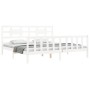 Double bed frame with white solid wood headboard by vidaXL, Beds and slatted bases - Ref: Foro24-3192572, Price: 168,99 €, Di...