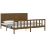 Estructura cama y cabecero madera maciza marrón miel 200x200 cm de vidaXL, Camas y somieres - Ref: Foro24-3192644, Precio: 19...