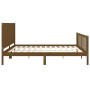 Estructura cama y cabecero madera maciza marrón miel 200x200 cm de vidaXL, Camas y somieres - Ref: Foro24-3192644, Precio: 19...