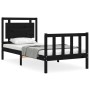 Bed frame with black solid wood headboard 90x190 cm by vidaXL, Beds and slatted bases - Ref: Foro24-3192135, Price: 134,99 €,...