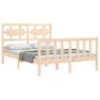 Bed frame with solid wood headboard 120x200 cm by vidaXL, Beds and slatted bases - Ref: Foro24-3192551, Price: 118,96 €, Disc...