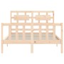 Bed frame with solid wood headboard 120x200 cm by vidaXL, Beds and slatted bases - Ref: Foro24-3192551, Price: 118,96 €, Disc...