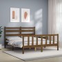 Honey brown wooden bed frame with headboard 160x200 cm by vidaXL, Beds and slatted bases - Ref: Foro24-3192049, Price: 162,32...