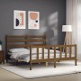 Honey brown wooden bed frame with headboard 160x200 cm by vidaXL, Beds and slatted bases - Ref: Foro24-3192049, Price: 162,32...