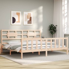 Estructura de cama de matrimonio con cabecero madera maciza de vidaXL, Camas y somieres - Ref: Foro24-3192571, Precio: 162,99...