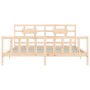 Double bed frame with solid wood headboard by vidaXL, Beds and slatted bases - Ref: Foro24-3192571, Price: 175,05 €, Discount: %