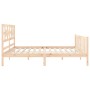 Double bed frame with solid wood headboard by vidaXL, Beds and slatted bases - Ref: Foro24-3192571, Price: 175,05 €, Discount: %