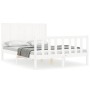 Double bed frame with white solid wood headboard by vidaXL, Beds and slatted bases - Ref: Foro24-3192592, Price: 195,99 €, Di...