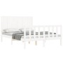 Double bed frame with white solid wood headboard by vidaXL, Beds and slatted bases - Ref: Foro24-3192592, Price: 195,99 €, Di...