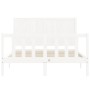 Estructura cama de matrimonio con cabecero madera maciza blanco de vidaXL, Camas y somieres - Ref: Foro24-3192592, Precio: 19...