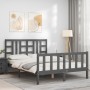 Estructura de cama matrimonio con cabecero madera maciza gris de vidaXL, Camas y somieres - Ref: Foro24-3191978, Precio: 166,...