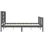 Estructura de cama matrimonio con cabecero madera maciza gris de vidaXL, Camas y somieres - Ref: Foro24-3191978, Precio: 166,...