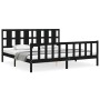 Bed frame with black solid wood headboard 200x200 cm by vidaXL, Beds and slatted bases - Ref: Foro24-3192255, Price: 208,46 €...