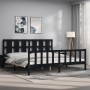 Bed frame with black solid wood headboard 200x200 cm by vidaXL, Beds and slatted bases - Ref: Foro24-3192255, Price: 208,46 €...