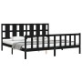 Bed frame with black solid wood headboard 200x200 cm by vidaXL, Beds and slatted bases - Ref: Foro24-3192255, Price: 208,46 €...