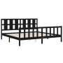 Bed frame with black solid wood headboard 200x200 cm by vidaXL, Beds and slatted bases - Ref: Foro24-3192255, Price: 208,46 €...