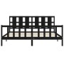 Bed frame with black solid wood headboard 200x200 cm by vidaXL, Beds and slatted bases - Ref: Foro24-3192255, Price: 208,46 €...