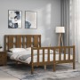 Double bed frame with honey brown wooden headboard by vidaXL, Beds and slatted bases - Ref: Foro24-3192204, Price: 139,99 €, ...