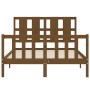 Double bed frame with honey brown wooden headboard by vidaXL, Beds and slatted bases - Ref: Foro24-3192204, Price: 139,99 €, ...