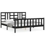 Bed frame with black solid wood headboard 180x200 cm by vidaXL, Beds and slatted bases - Ref: Foro24-3191990, Price: 196,99 €...