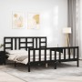 Bed frame with black solid wood headboard 180x200 cm by vidaXL, Beds and slatted bases - Ref: Foro24-3191990, Price: 196,99 €...