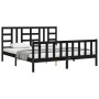 Bed frame with black solid wood headboard 180x200 cm by vidaXL, Beds and slatted bases - Ref: Foro24-3191990, Price: 196,99 €...