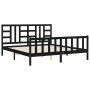 Bed frame with black solid wood headboard 180x200 cm by vidaXL, Beds and slatted bases - Ref: Foro24-3191990, Price: 196,99 €...