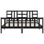 Bed frame with black solid wood headboard 180x200 cm by vidaXL, Beds and slatted bases - Ref: Foro24-3191990, Price: 196,99 €...