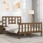 Honey brown solid wood bed frame and headboard 120x200 cm by vidaXL, Beds and slatted bases - Ref: Foro24-3191969, Price: 131...