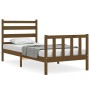 Honey brown solid wood bed frame with headboard by vidaXL, Beds and slatted bases - Ref: Foro24-3191999, Price: 102,25 €, Dis...