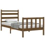 Honey brown solid wood bed frame with headboard by vidaXL, Beds and slatted bases - Ref: Foro24-3191999, Price: 102,25 €, Dis...