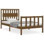 Honey brown solid wood bed frame and headboard 100x200 cm by vidaXL, Beds and slatted bases - Ref: Foro24-3192419, Price: 124...