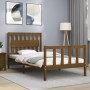 Honey brown solid wood bed frame and headboard 100x200 cm by vidaXL, Beds and slatted bases - Ref: Foro24-3192419, Price: 124...