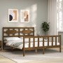 Estructura de cama matrimonio con cabecero madera marrón miel de vidaXL, Camas y somieres - Ref: Foro24-3192564, Precio: 167,...