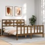 Estructura de cama matrimonio con cabecero madera marrón miel de vidaXL, Camas y somieres - Ref: Foro24-3192564, Precio: 167,...