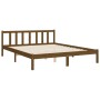 Double bed frame with honey brown wooden headboard by vidaXL, Beds and slatted bases - Ref: Foro24-3192564, Price: 165,06 €, ...