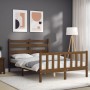 Honey brown solid wood bed frame and headboard 120x200 cm by vidaXL, Beds and slatted bases - Ref: Foro24-3192034, Price: 130...