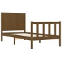 Estructura cama con cabecero madera maciza marrón miel 90x200cm de vidaXL, Camas y somieres - Ref: Foro24-3192609, Precio: 12...