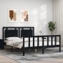 Estructura cama de matrimonio con cabecero madera maciza negro de vidaXL, Camas y somieres - Ref: Foro24-3192175, Precio: 201...