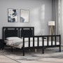 Estructura cama de matrimonio con cabecero madera maciza negro de vidaXL, Camas y somieres - Ref: Foro24-3192175, Precio: 201...