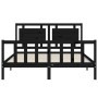 Estructura cama de matrimonio con cabecero madera maciza negro de vidaXL, Camas y somieres - Ref: Foro24-3192175, Precio: 201...