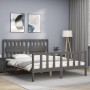 Estructura de cama con cabecero madera maciza gris 160x200 cm de vidaXL, Camas y somieres - Ref: Foro24-3192438, Precio: 169,...