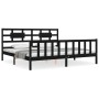 Bed frame with black solid wood headboard 200x200 cm by vidaXL, Beds and slatted bases - Ref: Foro24-3192580, Price: 203,49 €...